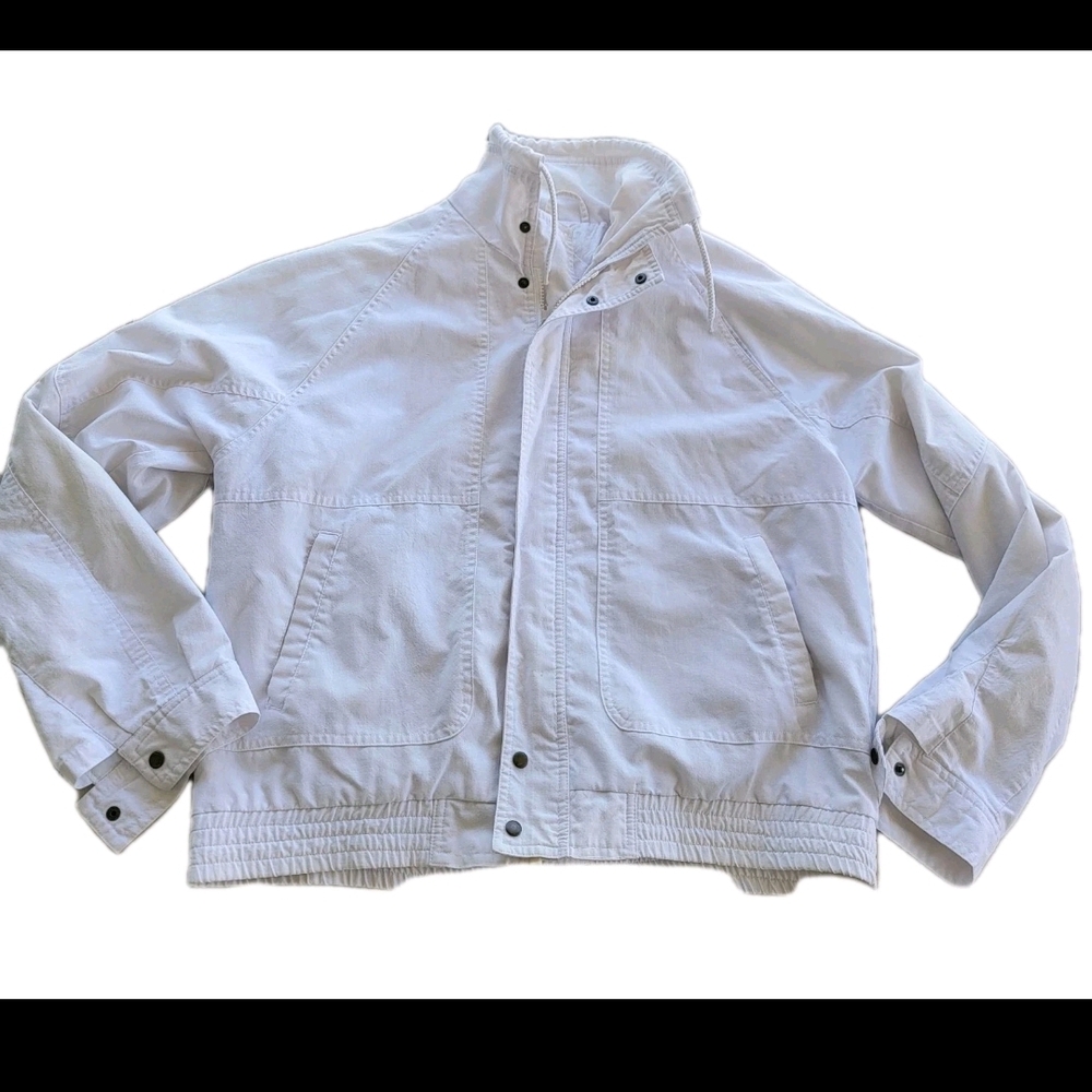 VTG Retro Iron Wood Trading Company Men's Jacket sz Medium Full Zip White